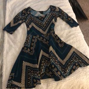 🌵pattered half sleeve skater dress